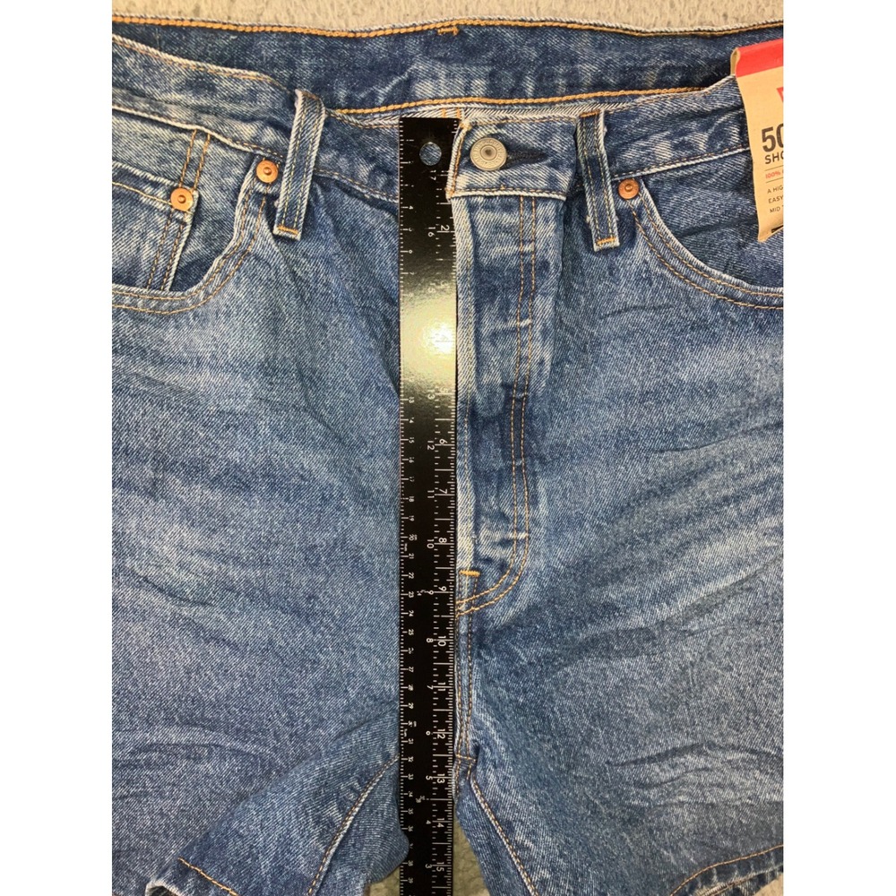 Levi's 501 Shorts Women 34 Blue High Rise Button Fly Jorts Medium Wash Timeless - Picture 13 of 16